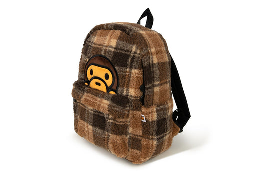 BABY MILO FAUX FUR CHECK MEDIUM BACKPACK