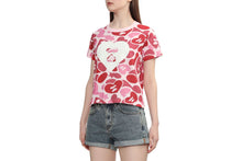CAMO MONOGRAM BIG HEART PRINT CROP TEE