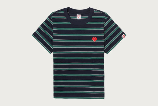PATENT HEART BADGE STRIPE TEE