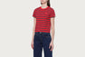 PATENT HEART BADGE STRIPE TEE