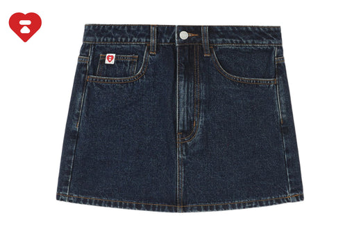 EMBOSSED UNWASHED DENIM SKIRT