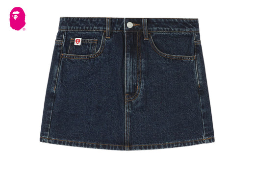 EMBOSSED UNWASHED DENIM SKIRT