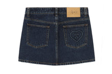 EMBOSSED UNWASHED DENIM SKIRT