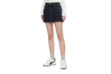 EMBOSSED UNWASHED DENIM SKIRT