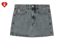EMBOSSED UNWASHED DENIM SKIRT