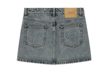 EMBOSSED UNWASHED DENIM SKIRT