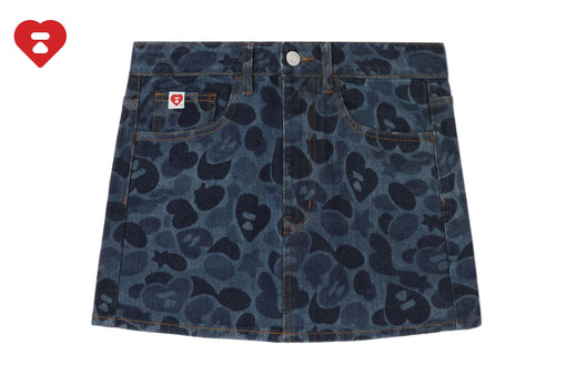 EMBOSSED CAMO DENIM SKIRT