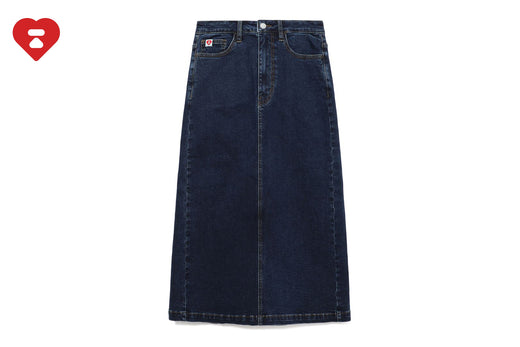 EMBOSSED UNWASHED DENIM MAXI SKIRT #1