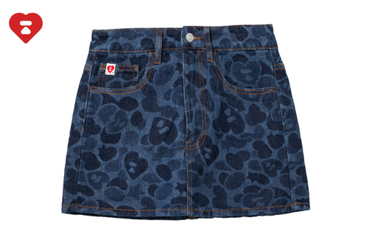 EMBOSSED CAMO DENIM SKIRT