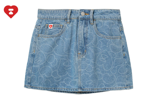 CAMO WASHED DENIM SKIRT