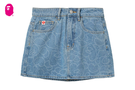 CAMO WASHED DENIM SKIRT