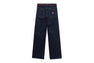 PU BADGE WASHED STRAIGHT JEANS