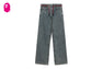 PU BADGE WASHED STRAIGHT JEANS