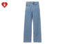 PU BADGE WASHED STRAIGHT CUT JEANS