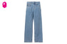 PU BADGE WASHED STRAIGHT CUT JEANS