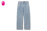 PU BADGE WASHED STRAIGHT CUT JEANS