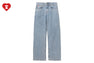 PU BADGE WASHED STRAIGHT CUT JEANS