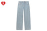 PU BADGE INDIGO STRIPE STRAIGHT CUT JEANS
