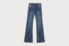 FLARED HEM WASHED DENIM PANTS