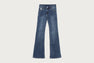 FLARED HEM WASHED DENIM PANTS