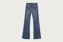 FLARED HEM WASHED DENIM PANTS