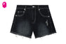DISTRESSED SHORTS WITH WHITE STITCHING