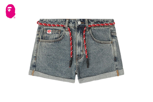PU BADGE DENIM SHORTS #1