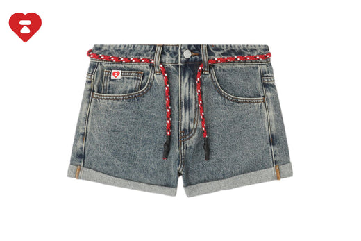 PU BADGE DENIM SHORTS #1
