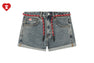 PU BADGE DENIM SHORTS #1