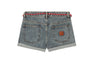 PU BADGE DENIM SHORTS #1