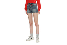 HEART BADGE SKINNY DENIM SHORTS #1