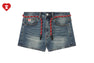 HEART BADGE SKINNY DENIM SHORTS #1