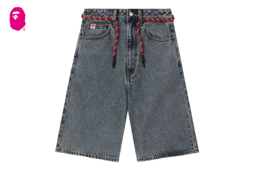 EMBOSSED DENIM JORTS