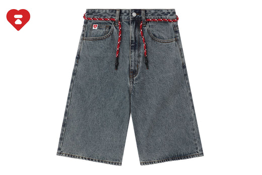 EMBOSSED DENIM JORTS
