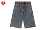 EMBOSSED DENIM JORTS