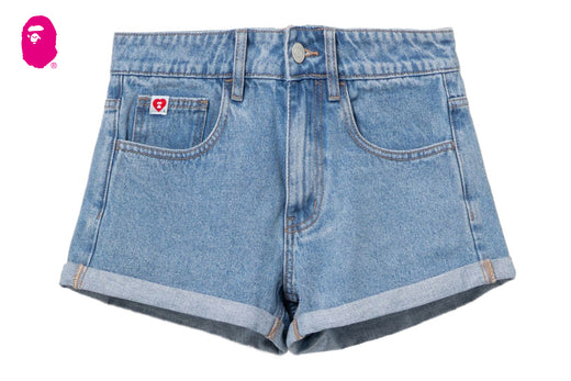PU BADGE DENIM SHORTS