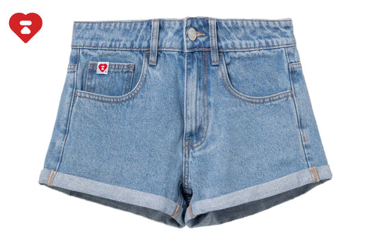 PU BADGE DENIM SHORTS