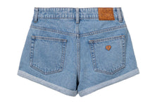 PU BADGE DENIM SHORTS