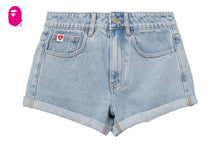 PU BADGE DENIM SHORTS