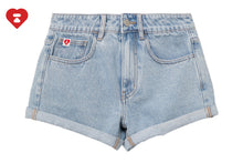PU BADGE DENIM SHORTS