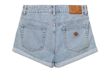 PU BADGE DENIM SHORTS