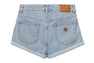 PU BADGE DENIM SHORTS