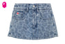 PU BADGE CAMO PRINTED DENIM SKORT