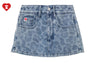 PU BADGE CAMO PRINTED DENIM SKORT