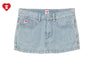 PU BADGE INDIGO STRIPE DENIM SKORT