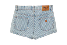 PU BADGE INDIGO STRIPE DENIM SKORT