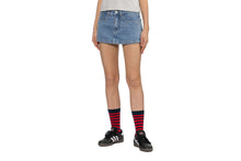 PU BADGE WASHED DENIM SKORT