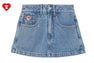 PU BADGE WASHED DENIM SKORT