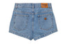 PU BADGE WASHED DENIM SKORT