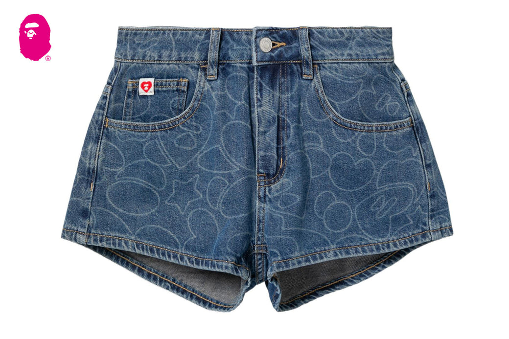 CAMO WASHED DENIM SHORTS | bape.com